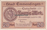 Emmendingen / Baden 20 Mark Stadt -
