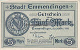 Emmendingen / Baden 5 Mark Stadt -