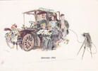 Stuttgart Ansichtskarte / Postkarte / Künstlerkarte von Hans Liska / Mercedes 1904 -