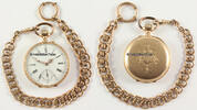 Schweiz Offene Herrentaschenuhr in 585er Gelbgold mit Uhrenkette -