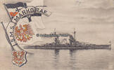 Deutsches Reich O.J. Ansichtskarte / Postkarte / Fahnen / Wappen / S.M.S. Markgraf 2