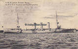Deutsches Reich Ansichtskarte / Postkarte / S.M. Kl. gesch. Kreuzer Mainz am 28. 8. 1914 im ... -