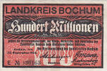 Bochum 100 Millionen Mark Notgeld / Landkreis Bochum -