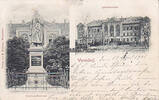 Warendorf / Westfalen 1901 Ansichtskarte / Postkarte / Overberg - Denkmal / Lehrerseminar 2-3