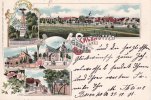 Salzkotten Farb-Lithografie/Gruss aus Salzkotten/Krieger-Denkmal/Franzisanessen-Kloster... -