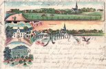 Mellrich/Anröchte Farb-Lithografie/Gruss aus Mellrich/Total Ansicht/Schloss Fürstenberg... -