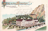 Hönnetal / Balve / Menden / Hemer Farb-Lithografie/Gruss aus dem Hönnethal./Restaurant z. Hönnethal von... -