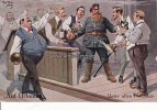 Deutsches Reich Künstlerkarte von Arthur Thiele/<i>Auf Urlaub</i>/Unter alten Freunden -