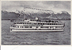 Drittes Reich Ansichtskarte/Motorschiff <i>Allgäu</i> mit den Alpen -