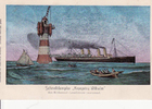 Deutsches Reich Künstlerkarte / Schnelldampfer i> Kronprinz Wilhelm /i>/den Rothesand-Leuchtturm...  O.J. 2-3