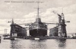 Deutsches Reich O.J. Ansichtskarte/Postkarte/Grosser Schwimmdock mit Linienschiff Thüringen 2