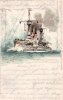 Deutsches Reich/Kiel 1898 Litho/Künstlerkarte/S.M. Panzerschiff Brandenburg/m. Volldampf Kiel verlassend 2