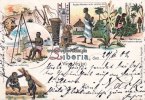 Liberia Litho/Liberia (West-Afrika)/A native weaving/Bassa Woman with child on the... -