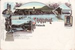 1899 Litho/Gruss aus Säkkingen/Bergsee/Scheffelthurm/Grabmal d. Trompeter v.Säkkingen 2-3