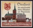 O.J. Reklamemarke/Stralsund die mittelalterlich schöne Ostseestadt am Rügendamm 1-2