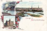 Mülheim a/d. Ruhr Litho/Gruss aus Mülheim a/d. Ruhr./Kahlenberg./Kreistagsgebäude./Panorama. -