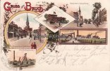 Bruch/Recklinghausen 1899 Litho/Gruss aus Bruch./Chausseestr. u Evang. Kirche./Bahnhof./Marienstrasse... 2