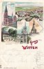 Witten Litho/Gruss aus Witten/Evang. Kirche/Voss-Garten/Katholische Kirche/Krieger...  1899 2-3
