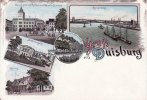 O.J. Litho/Gruss aus Duisburg/Burgplatz mit Rathaus und Mercator Brunnen/Städt... 3