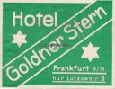 O.J. Reklamemarke/Vignette/Hotel Goldner Stern/Frankfurt a./M. nur Lützowstr. 8 2-3