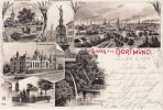Dortmund Litho/Gruss aus Dortmund./Vehmlinde./Kriegerdenkmal./Fredenbaum./Parthie..  1899 3