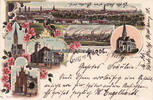 Dortmund/Hörde Litho/Gruss aus Hörde./Post mit Denkmal.  / Evang. -Kirche.  / Kreishaus.  / . . .  1903 2