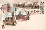 Dortmund/Hörde 1895 Litho/Vorläufer/Gruss aus Hörde / Rathhaus. / Evangelische Kirche./Kath. Kirche./... 2