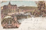 Wanne-Eickel Litho/Gruss aus der Wilhelmsquelle/Kur=H tel nebst Park/Parthien aus dem Park.  1899 3