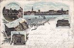 Düsseldorf Litho/Gruss aus Düsseldorf./Brunnen in der Königsallee./Markt./Kunsthalle./...  1897 3