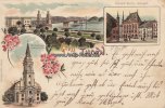 Thorn/Polen Litho/Gruss aus Thorn./Altstädtische Evang. Kirche./Eisenbahnbrücke./Altstädt.. -