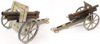 Deutsches Reich Blechspielzeug/Blechkanone mit massiven Rädern, Federzug -