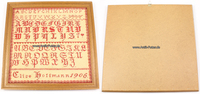 Deutsches Reich Gerahmtes Stickmustertuch / ABC Tuch von Elise Hoffmann 1906 -