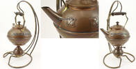 Deutsches Reich um 1910 WMF Jugendstil Teekessel / Rechaud / 3teiliges Kupfer-Messing Set 2-3