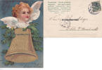 Deutsches Reich 1905 Ansichtskarte / Postkarte / Prägrkarte / Fröhliche Weihnachten / Engel / Glocke 2