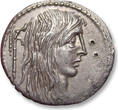 ROMAN REPUBLIC AR silver denarius L. Hostilius Saserna, Rome mint 48 B.C. - exceptionally well struck - ZF+ / EF-slight porosity on reverse, banker