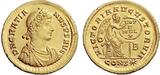 ROMAN EMPIRE AV gold solidus circa 367-375 A.D. Gratian / Gratianus, Constantinople - very rare type, mint state - EX NAC 2012 -NGC MS 5 / 5 2 / 5 brushed, small nick