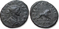 ROMAN EMPIRE AE antoninianus circa 279-280 A.D. Probus, Siscia mint - radiate lion reverse, scarce type - Fraai even dark patina
