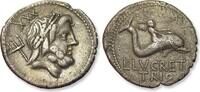 ROMAN REPUBLIC AR silver denarius L. Lucretius Trio, Rome mint - nicely centered - variety with numeral XXX on obv -