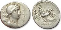 ROMAN REPUBLIC AR silver denarius L. Farsuleius Mensor, Rome mint - variety with control numeral LXII on rev - -