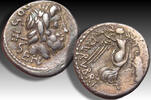 ROMAN REPUBLIC AR silver quinarius L. Rubrius Dossenus, Rome mint - well struck for the type - -
