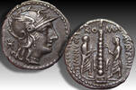 ROMAN REPUBLIC AR silver denarius Ti. Minucius C.f. Augurinus, Rome -