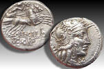 ROMAN REPUBLIC AR silver denarius M. Calidius, Q. Metellus, and Cn. Fulvius, Rome - sharp for the type - -
