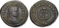AE follis / nummus circa 324 A.D. ROMAN EMPIRE Constantine II as Caesar, Heraclea, 4th officina - DOMINOR•NOSTROR•CAESS, SMHΔ F+/VF- dark blackis...