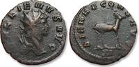 AE/BI antoninianus circa 267-268 A.D. ROMAN EMPIRE Gallienus, Rome mint - DIANAE CONS AVG - Part of Gallienus  popular zoo series VF/VF+ dark bro...