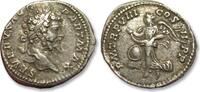 ROMAN EMPIRE AR silver denarius Septimiuis Severus, Rome mint - P M TR P VIII COS II P P Victory advancing left -
