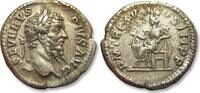 ROMAN EMPIRE AR silver denarius Septimius Severus, Rome mint - P M TR P XVII COS III P P Salus seated left - -