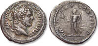 AR silver denarius circa 212 A.D. ROMAN EMPIRE Caracalla, Rome mint - P M TR P XV COS III P P, Hercules - VF+ attractively toned