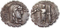 AR silver denarius 81 B.C. ROMAN REPUBLIC A. Postumius A.f. S.n. Albinus, Rome VF+/EF- attractive steelgrey toning