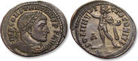 AE silvered follis circa 317 A.D. ROMAN EMPIRE Constantine I, Rome mint - SOLI INVICTO COMITI - superb gold toning, scarce type EF/EF+ beautiful ...