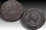 ROMAN EMPIRE AE/BI silvered antoninianus Carinus as Augustus, Antioch mint - VIRTVS AVGGG / ✱ / ЄΔ / XXI - -